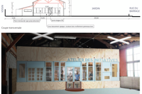 Une coupe transversale et un espace de travail provisoire au sein même du site , pour découvrir, comprendre, se projeter et prototyper.