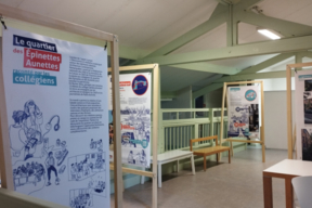 Présentation de l'exposition à la médiathèque du Quartier des Épinettes-Aunettes à Évry-Courcouronnes